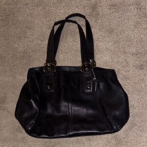 Coach Black Leather Tote Bag